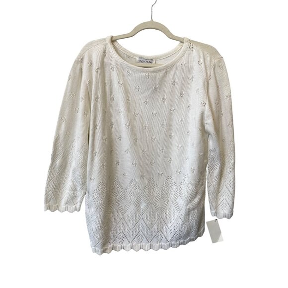 Vintage Carly Blake Sweater Size Medium Crewneck 3/4 Sleeve Knit Deadstock NEW - Picture 1 of 7